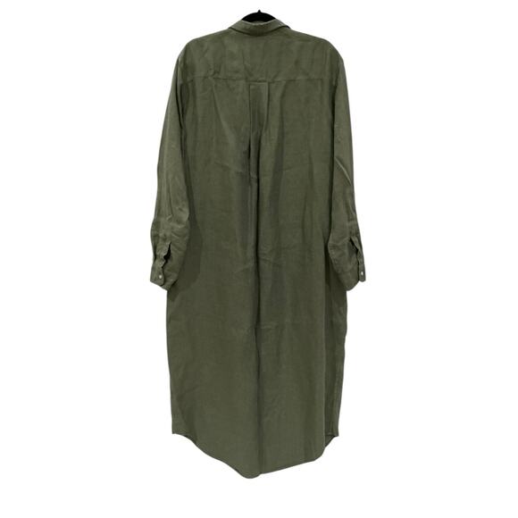Frank & Eileen Rory Shirtdress Maxi Dress In Olive Size XL Washed Linen Made USA - Picture 10 of 16